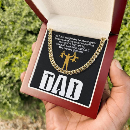 Dad Gift-When All Else Fails, Call Dad Cuban Chain Link Necklace with Gift Box