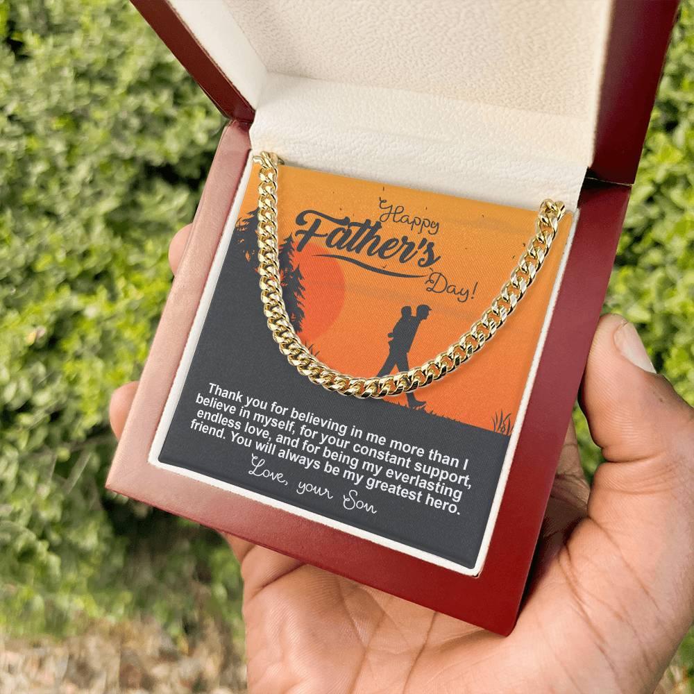 Dad - My Greatest Hero Cuban Chain Link Necklace with Gift Box