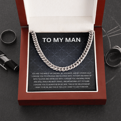 To My Man - My Soulmate - Personalized Cuban Chain Link Necklace