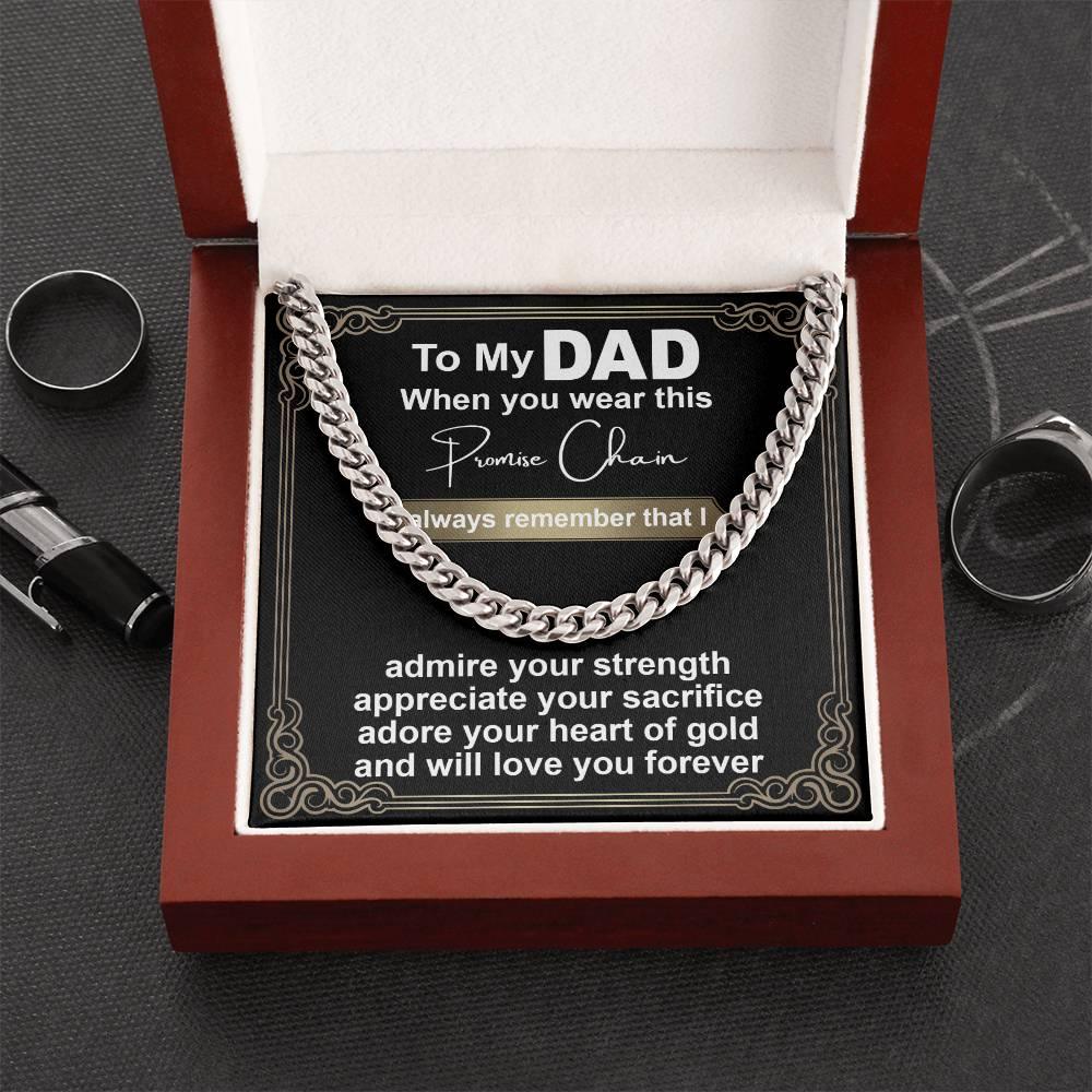 Gift for Dad - Promise Chain Cuban Chain Link Necklace with Gift Box