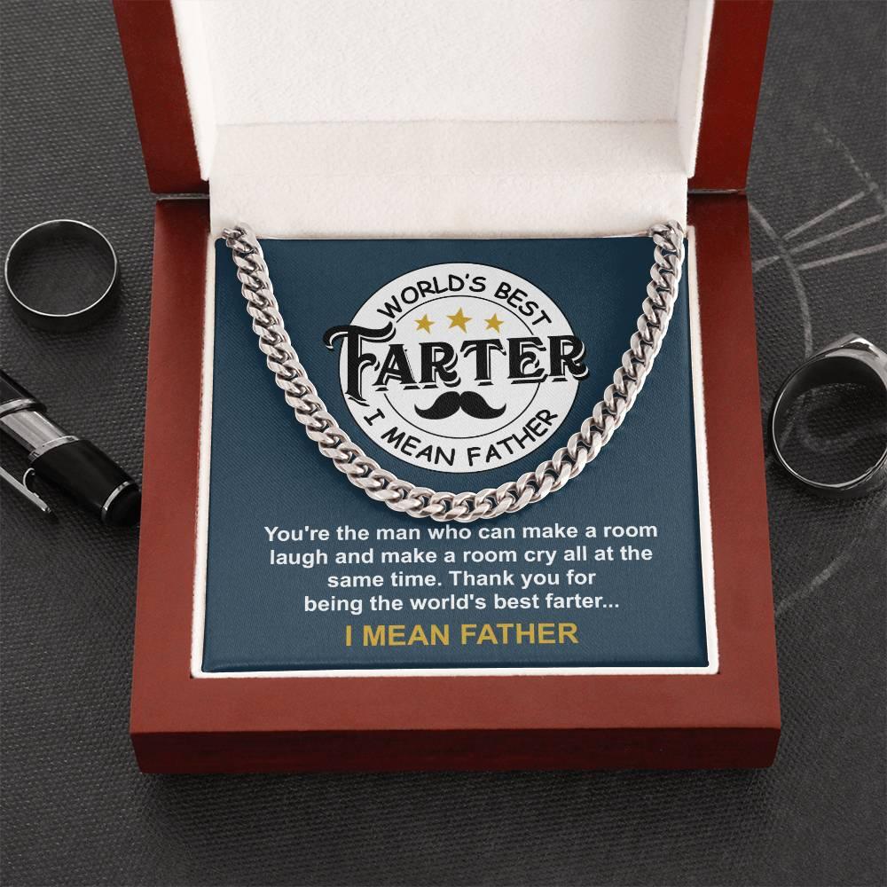 Dad - World's Best Farter Cuban Chain Link Necklace with Gift Box