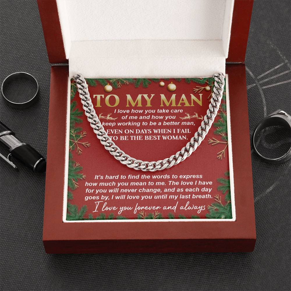 Gift for My Man - Never Change - Cuban Link Chain Necklace