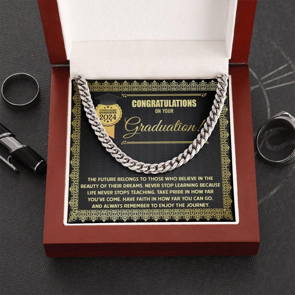 Graduation Gift for Him Take Pride in How Far You Have Come Cuban Chain Link Necklace