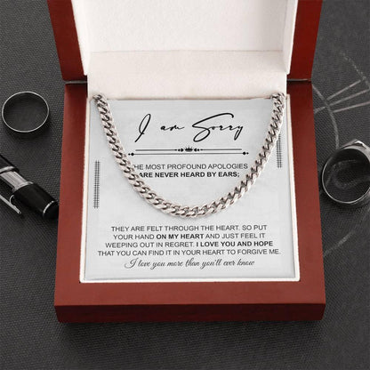 Apology Gift for Him - Sorry - Weeping In Regret - Cuban Link Chain Necklace