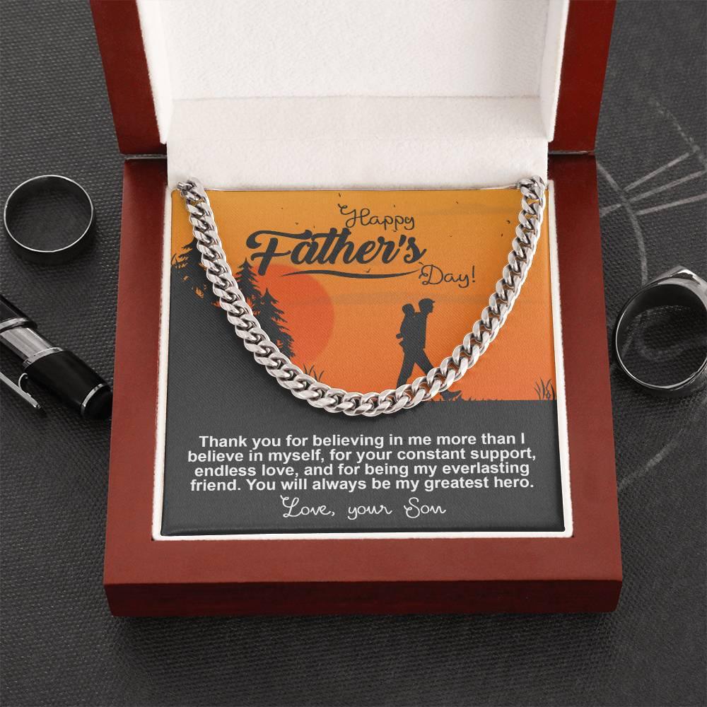 Dad - My Greatest Hero Cuban Chain Link Necklace with Gift Box