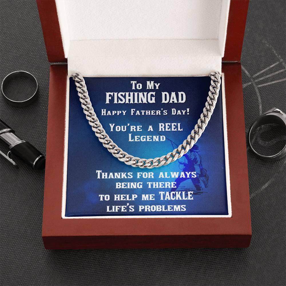 Fishing Dad Personalized Cuban Link Chain Necklace