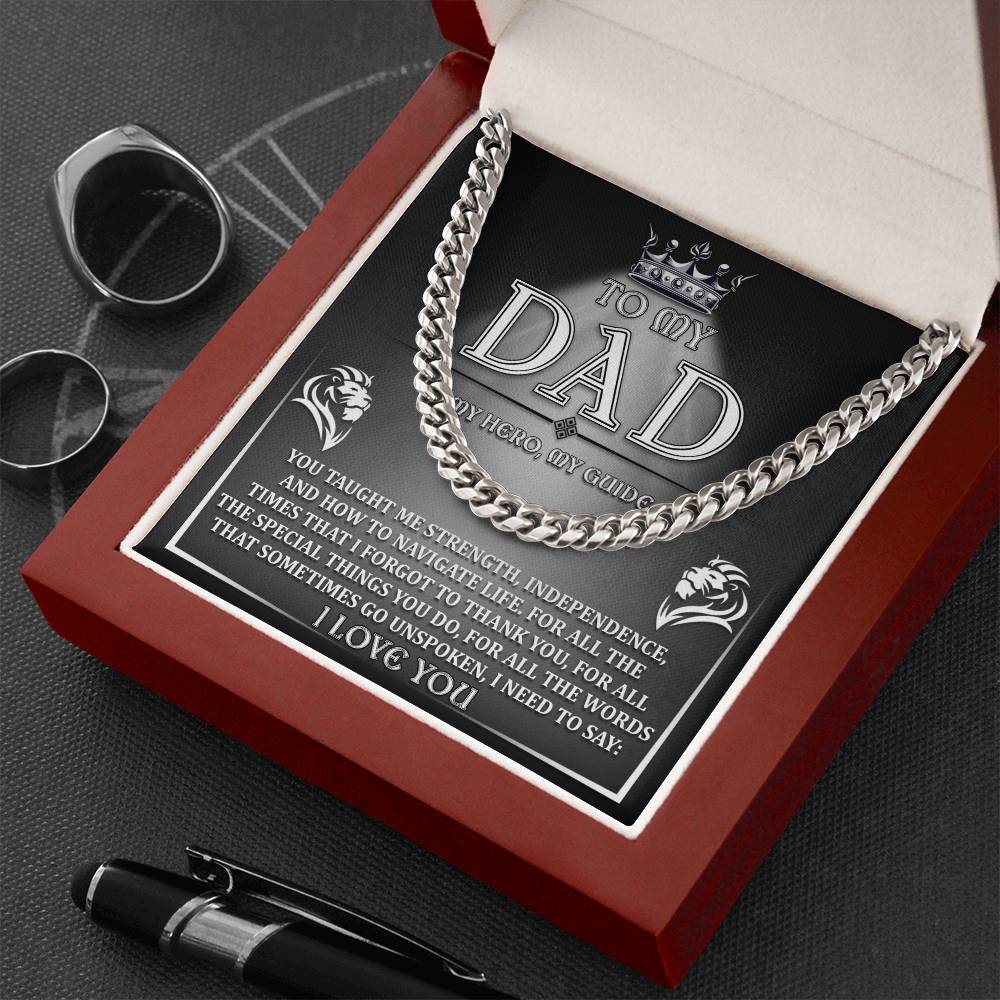 To My Dad-My Hero, My Guide I Need to Say Cuban Chain Link Necklace with Gift Box