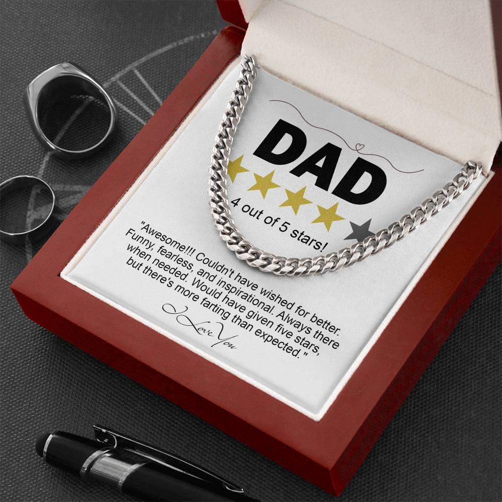 Funny Gift for Dad-Four out of Five Stars Cuban Chain Link Necklace with Gift Box