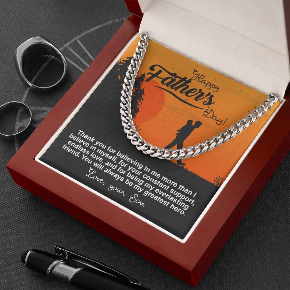 Dad - My Greatest Hero Cuban Chain Link Necklace with Gift Box