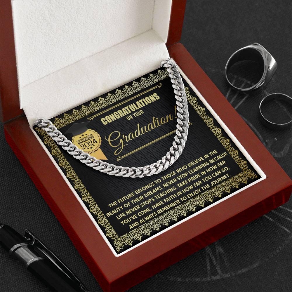 Graduation Gift for Him Take Pride in How Far You Have Come Cuban Chain Link Necklace