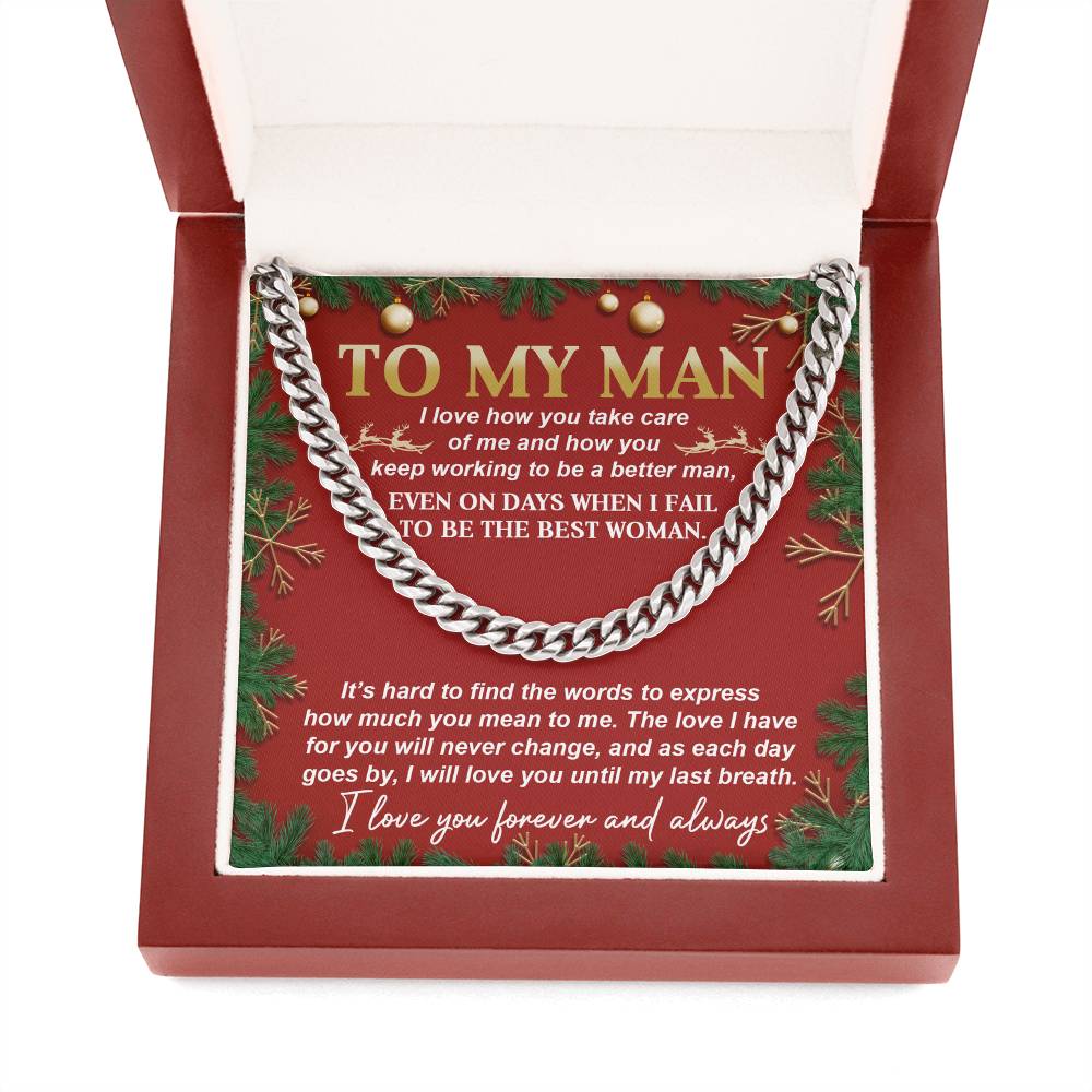 Gift for My Man - Never Change - Cuban Link Chain Necklace