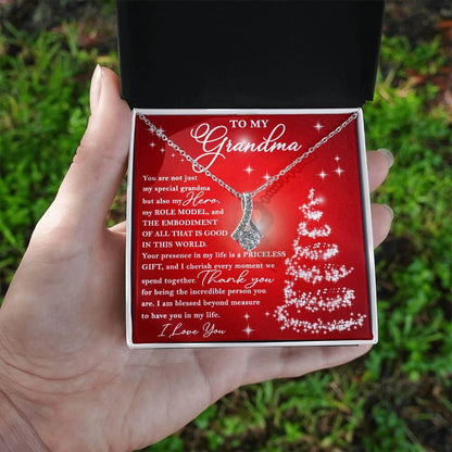 To My Grandma - You are Priceless - Christmas Gift Necklace with Message Card