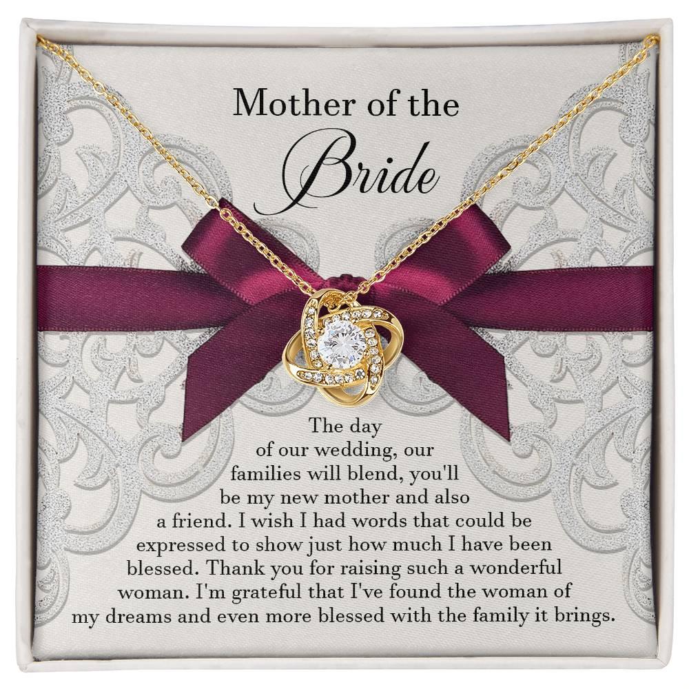 Mother of the Bride Wedding Day Gift - Our Families Will Blend - Love Knot Pendant Necklace