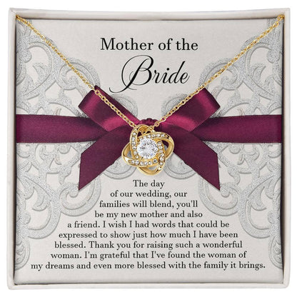 Mother of the Bride Wedding Day Gift - Our Families Will Blend - Love Knot Pendant Necklace