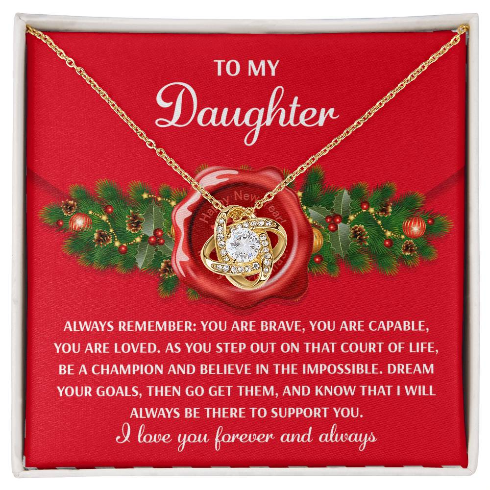 Gift for Daughter - Be A Champion - Love Knot Pendant Necklace