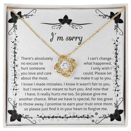 Apology - I'm Sorry, No Excuse, Another Chance - Love Knot Pendant Necklace