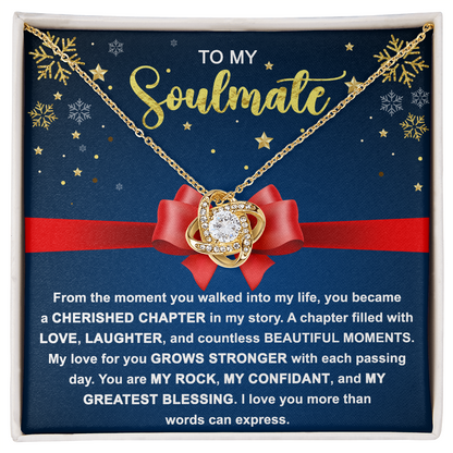 To My Soulmate - My Rock, My Confidant, My Greatest Blessing - Love Knot Pendant Necklace