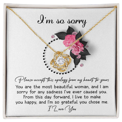 Apology Gift for Girlfriend, Wife, Soulmate - Sorry, Make You Happy - Love Knot Pendant Necklace