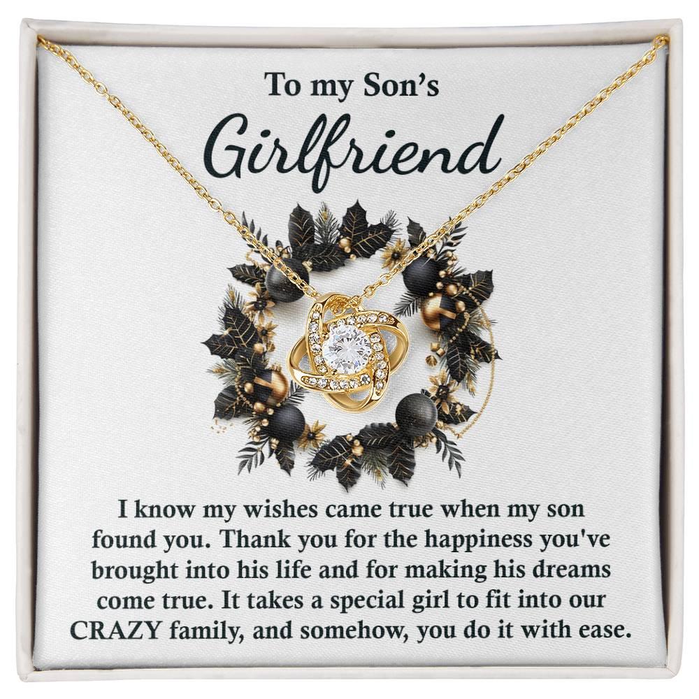 Gift for Son's Girlfriend - My Wishes Came True When He Found You - Love Knot Pendant Necklace