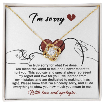 Apology Gift for Girlfriend, Wife, Soulmate - Sorry, Mean The World - Love Knot Pendant Necklace