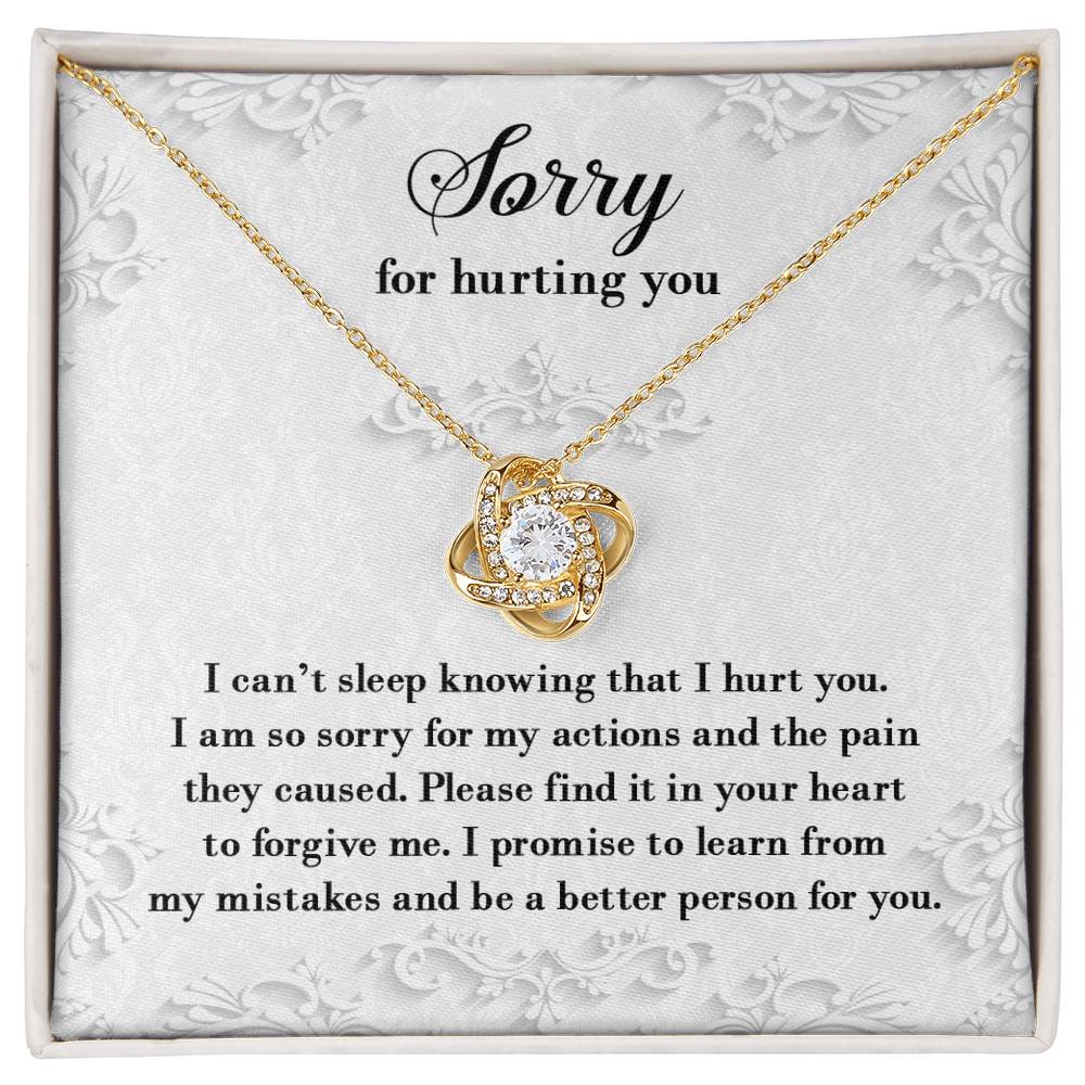 Apology Gift for Girlfriend, Wife, Soulmate - Sorry, Can’t Sleep - Love Knot Pendant Necklace