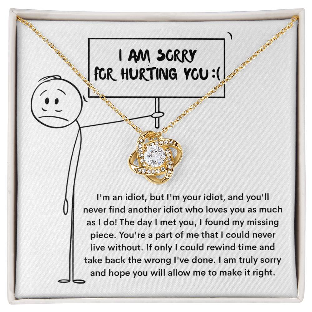 Apology Gift for Girlfriend, Wife, Soulmate - Sorry, Missing Piece - Love Knot Pendant Necklace