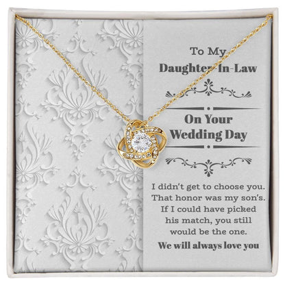 Daughter-In-Law Wedding Day Gift My Son Chose You Love Knot Pendant Necklace