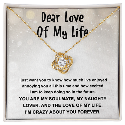 Gift for the Love of My Life, My Soulmate, My Naughty Lover - Love Knot Necklace