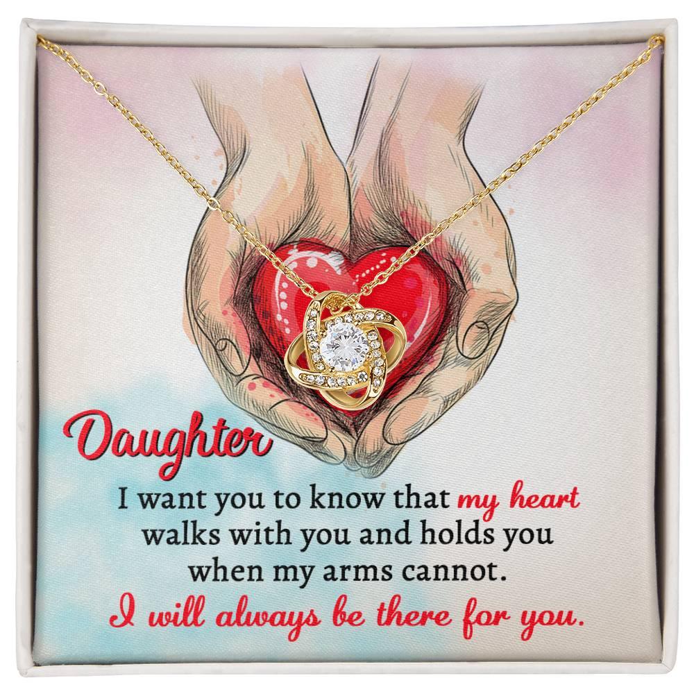 Gift for Daughter- I Will Always Be There Love Knot Pendant Necklace