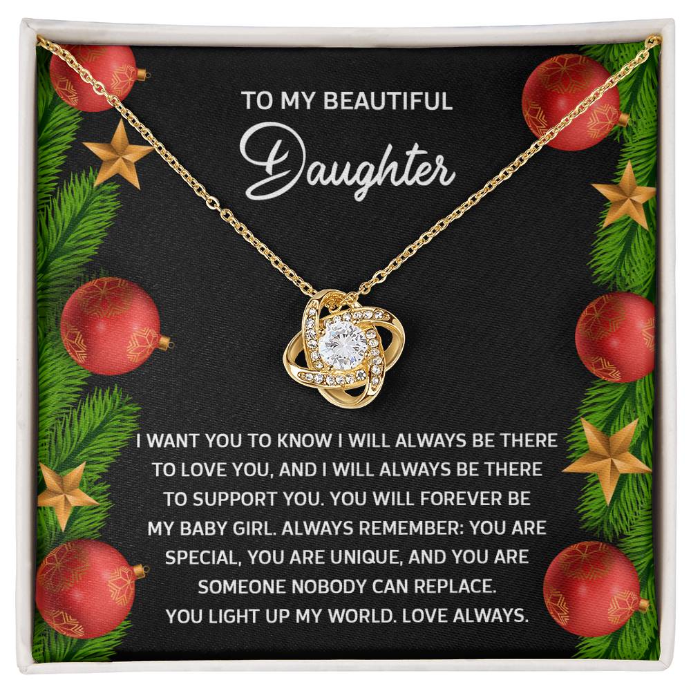 Gift for Daughter - Nobody Can Replace - Love Knot Pendant Necklace