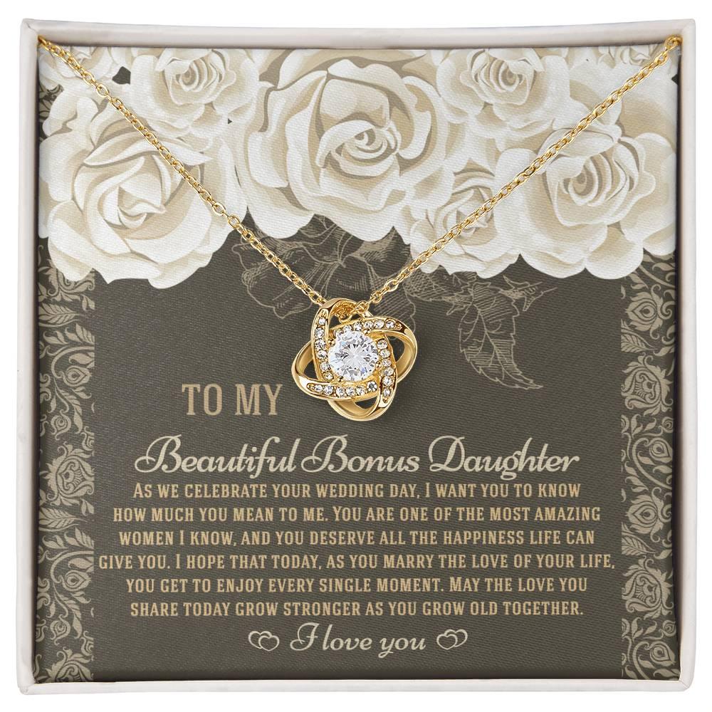 Bonus Daughter Wedding Day Gift - Grow Old Together - Love Knot Pendant Necklace