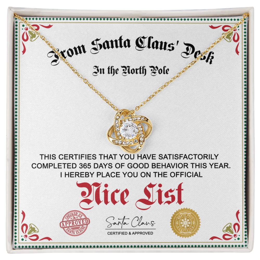 Nice List - North Pole - Love Knot Pendant Necklace