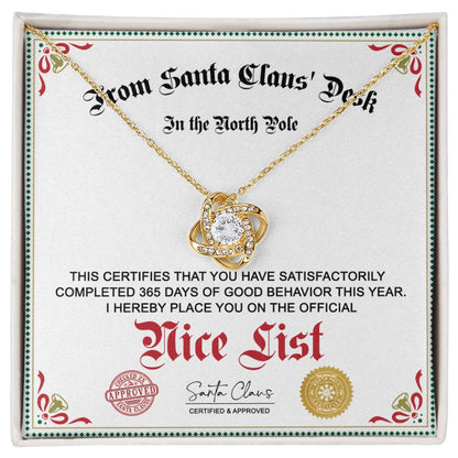 Nice List - North Pole - Love Knot Pendant Necklace