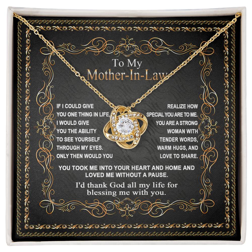 Mother-in-Law Gift You Took Me Into Your Heart and Home Love Knot Pendant Necklace