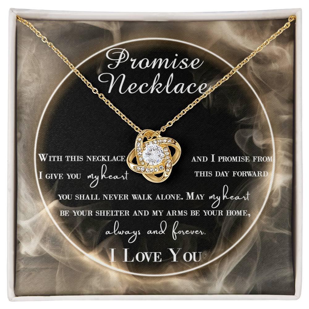 Wife Gift - I Promise My Heart Love Knot Pendant Necklace