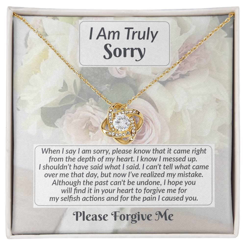 Apology Gift for Girlfriend, Wife, Soulmate - Sorry, What I Said - Love Knot Pendant Necklace