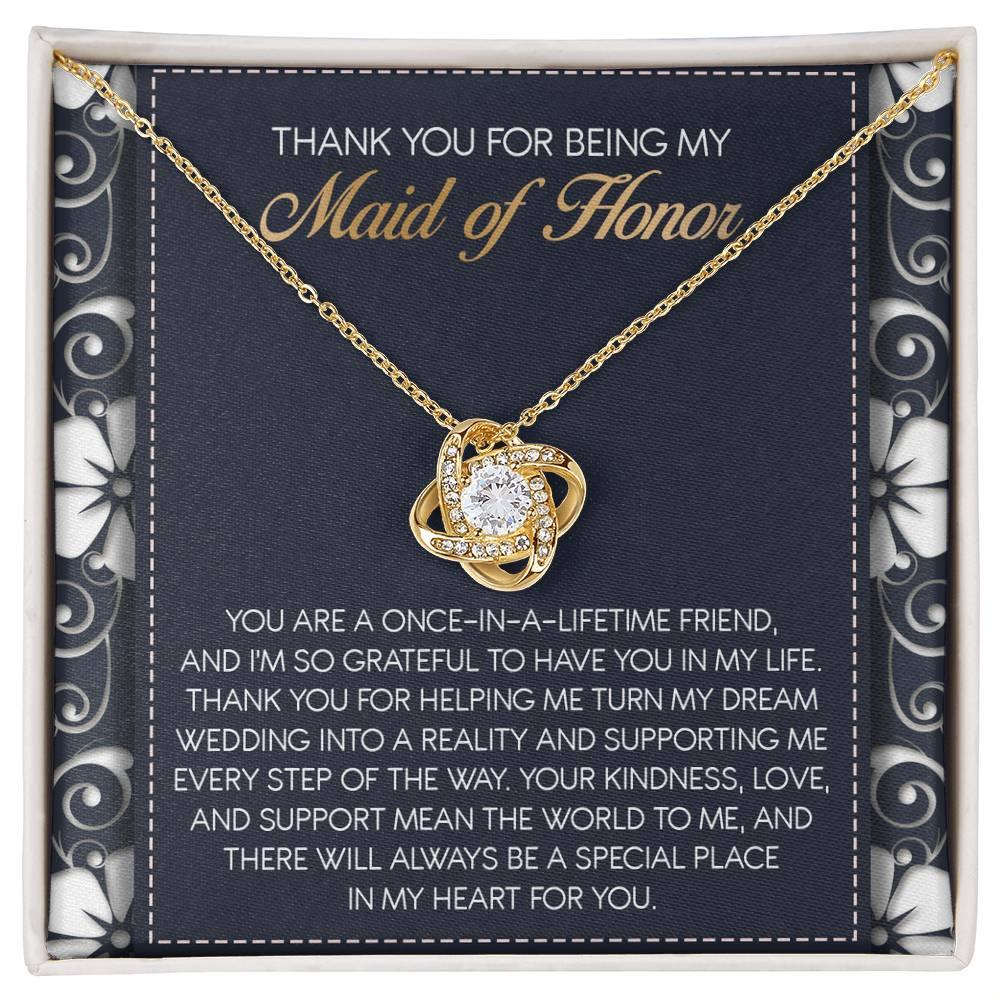 Maid of Honor Wedding Day Gift - World To Me - Love Knot Pendant Necklace