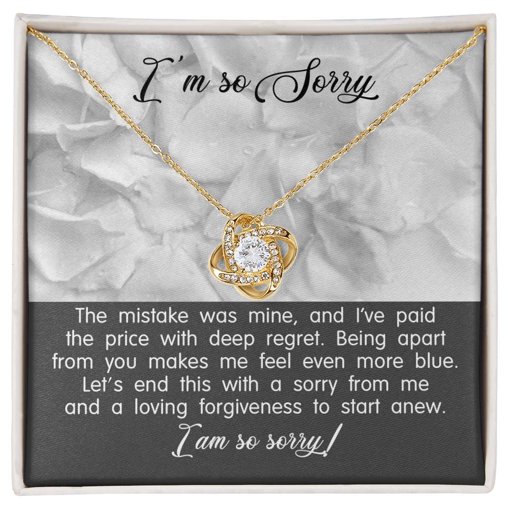 Apology Gift for Girlfriend, Wife, Soulmate - Sorry, With Deep Regret - Love Knot Pendant Necklace