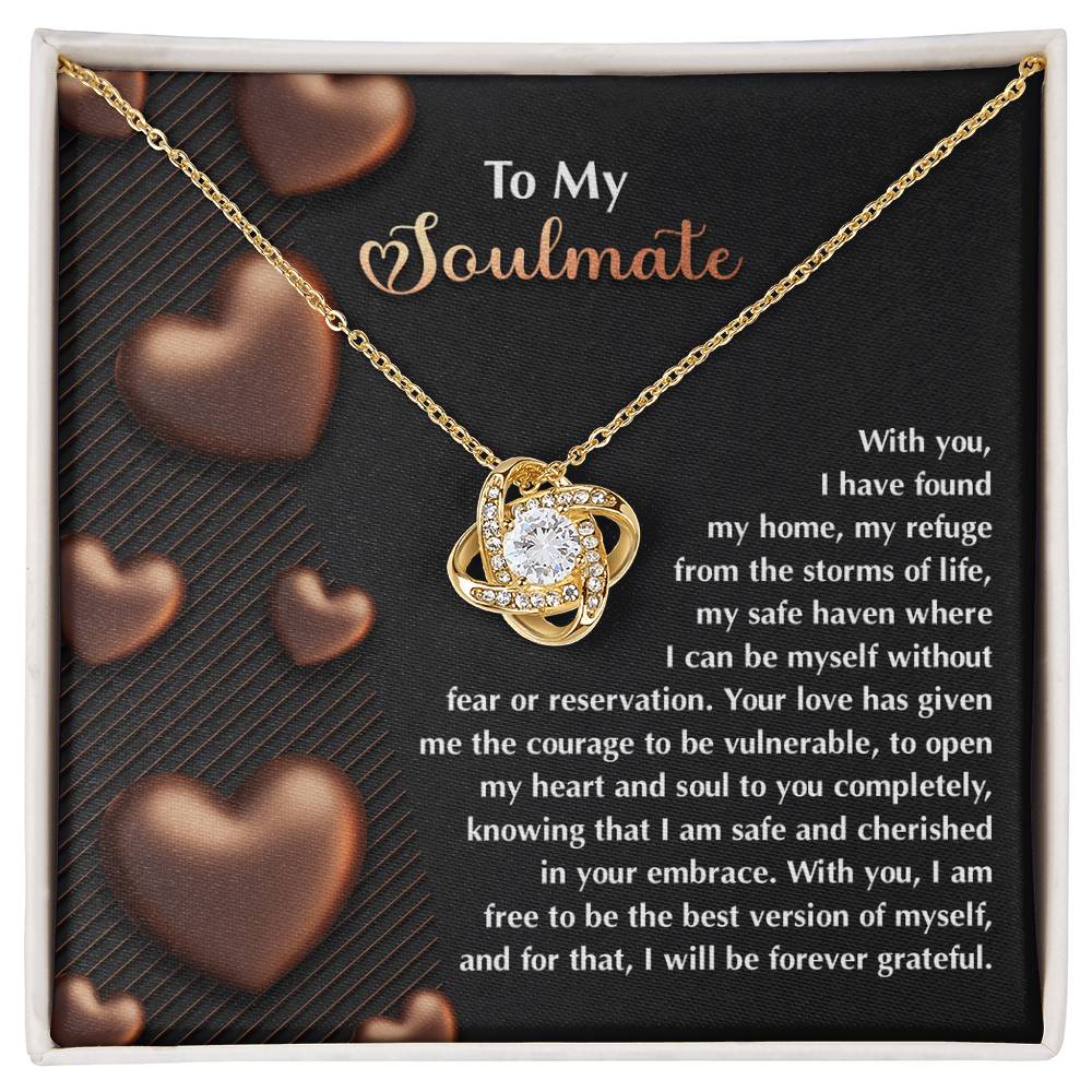 To My Soulmate - Love Knot Necklace – A Heartfelt Valentine’s Day Gift for Your Safe Haven and Forever Love