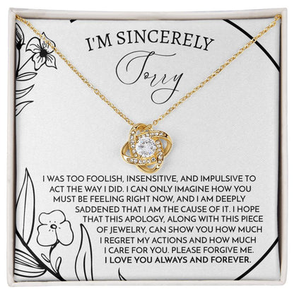 Apology Gift for Girlfriend, Wife, Soulmate -Sorry, Care For You - Love Knot Pendant Necklace