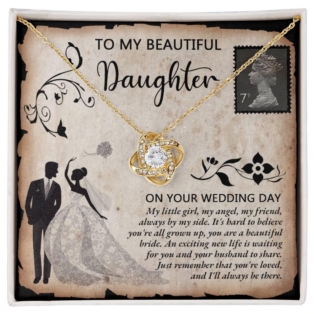 Daughter Wedding Day Gift Beautiful Bride Love Knot Pendant Necklace