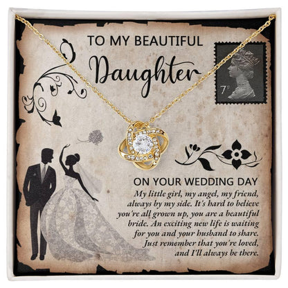 Daughter Wedding Day Gift Beautiful Bride Love Knot Pendant Necklace