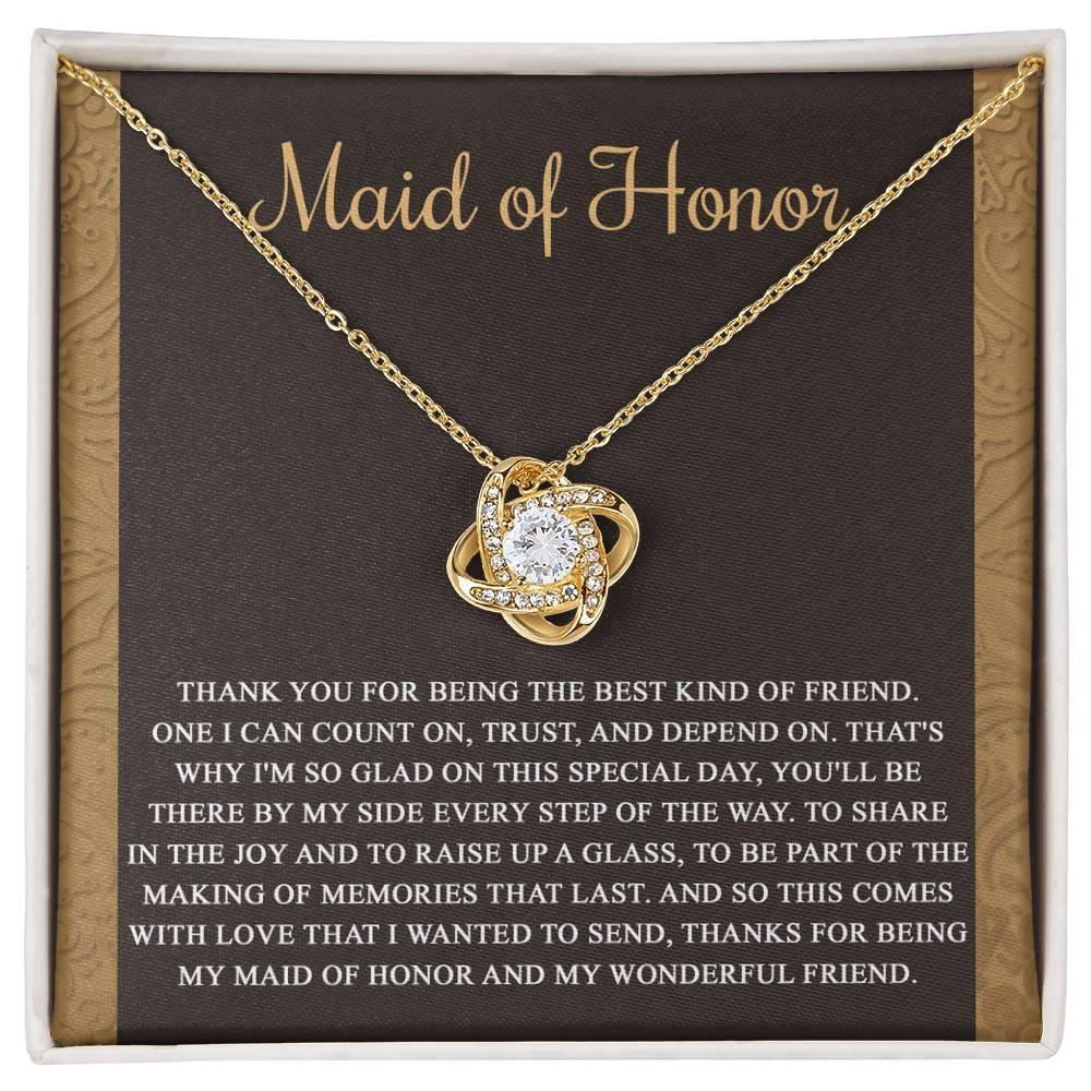 Maid of Honor Wedding Day Gift-Kind Of Friend- Love Knot Pendant Necklace