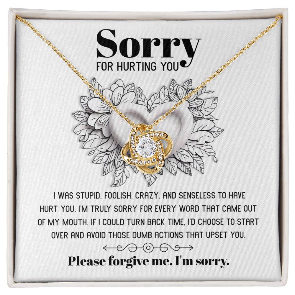 Apology Gift for Girlfriend, Wife, Soulmate-Sorry, Turn Back Time - Love Knot Pendant Necklace