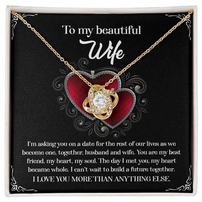 To My Beautiful Wife - My Heart Became Whole Love Knot Pendant Necklace