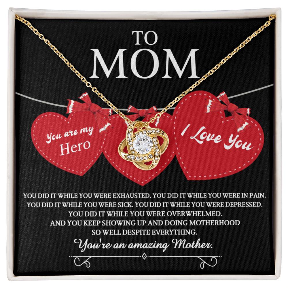 Gift for Mom You Are My Hero Love Knot Necklace
