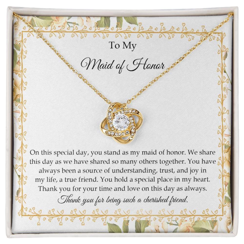 Maid of Honor Wedding Day Gift - Share This Day - Love Knot Pendant Necklace