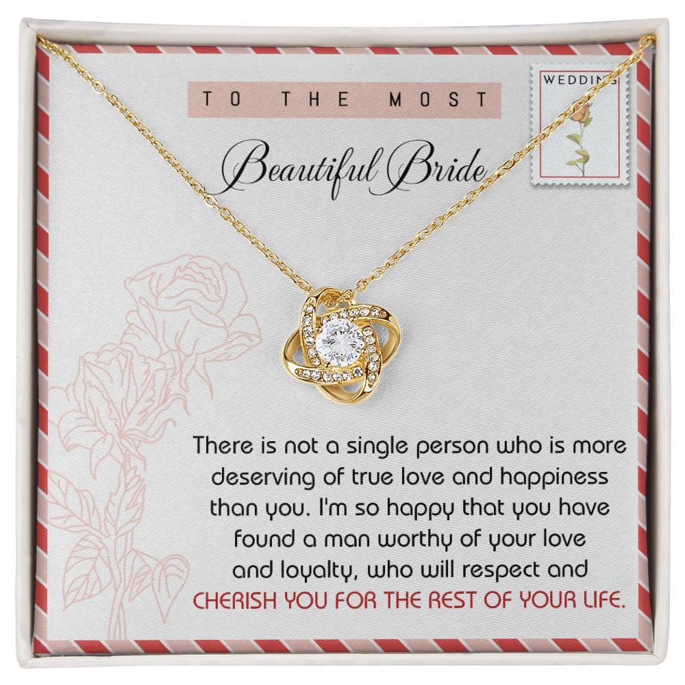 To The Beautiful Bride Wedding Gift Love Knot Pendant Necklace