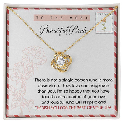 To The Beautiful Bride Wedding Gift Love Knot Pendant Necklace