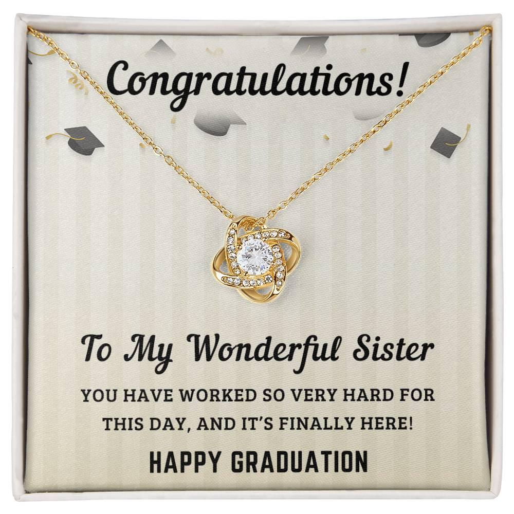 Sister Graduation Gift Congratulations You Have Worked So Hard Love Knot Pendant Necklace